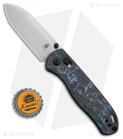 Kizer Azo Drop Bear Clutch Lock Knife Blue/Black Fat Carbon (3" Satin) Ki3619A2