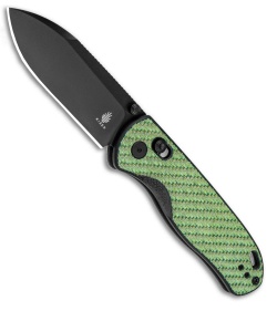 Kizer Azo Drop Bear Clutch Lock Knife Green Carbon Fiber/G-10 (3" Black)