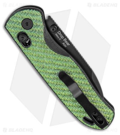Kizer Azo Drop Bear Clutch Lock Knife Green Carbon Fiber/G-10 (3" Black)