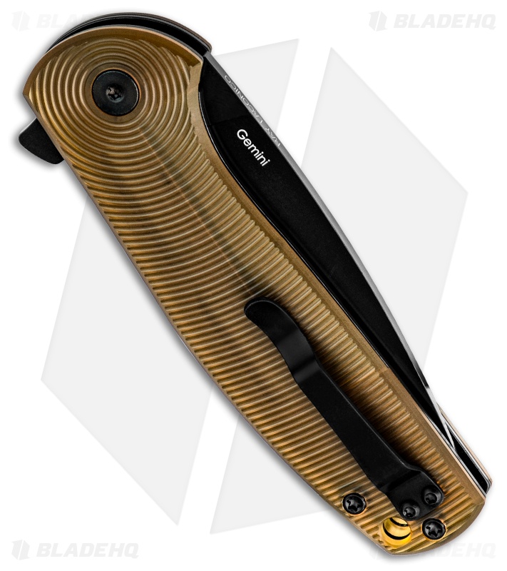 Kizer Gemini Yellow PEI Drop Point Black Nitro-V
