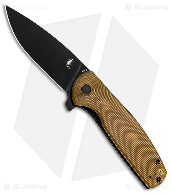 Kizer Gemini Yellow PEI Drop Point Black Nitro-V