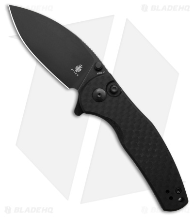 Kizer Azo Mini Grouper Button Lock Knife Black G-10 Carbon Fiber (3.1" Black)