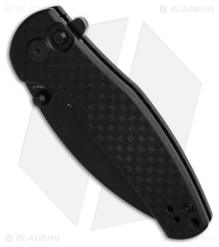 Kizer Azo Mini Grouper Button Lock Knife Black G-10 Carbon Fiber (3.1" Black)