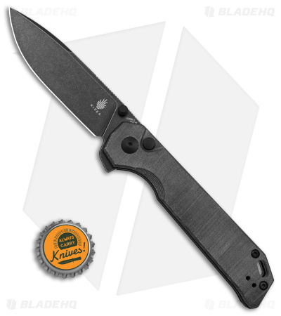 Kizer Azo Vanguard Begleiter XL Button Lock Knife Black Micarta (3.9" Black SW)