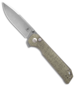 Kizer Azo Vanguard Begleiter XL Button Lock Knife Green Micarta (4" SW) 