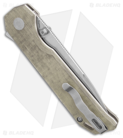 Kizer Azo Vanguard Begleiter XL Button Lock Knife Green Micarta (4" SW) 