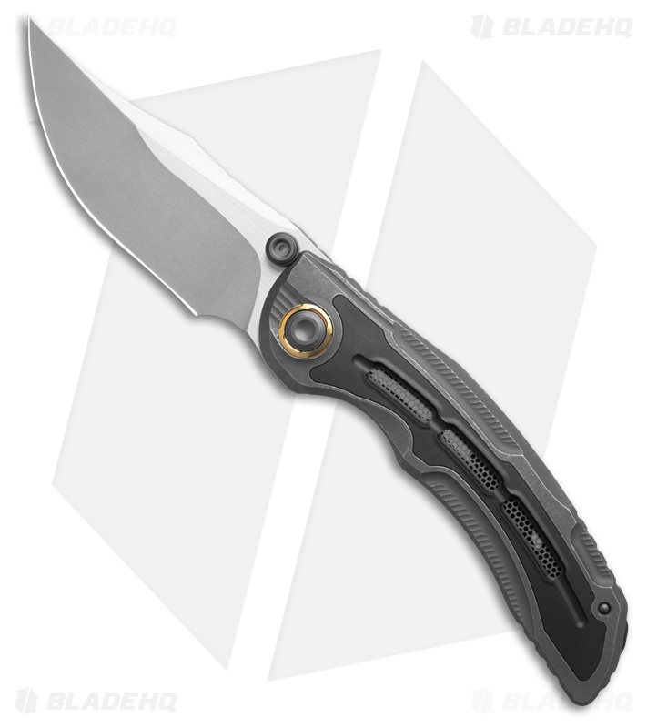 Kizer Silver Wing Black/Gray Titanium Clip Point BB M390