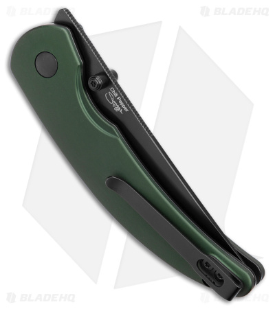 Kizer Swaggs Chili Pepper Button Lock Knife Green Aluminum (3" Satin 3V) 