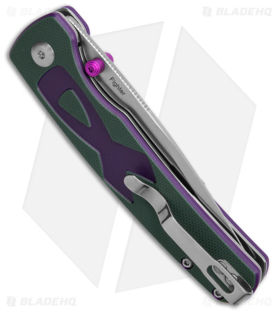 Kizer Vanguard Fighter Knife Green/Purple Ribbon (3.19" Satin) V3633C1