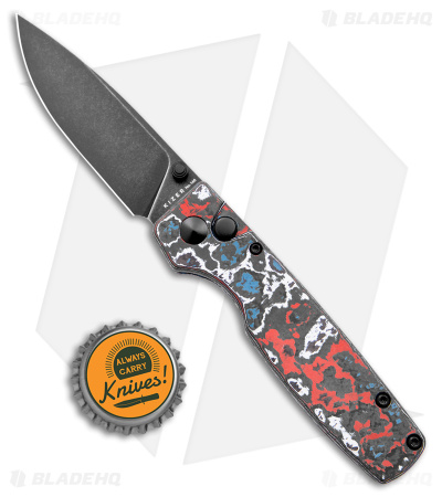 Kizer Vanguard Original Button Lock Knife FatCarbon  (3" Black ELMAX)