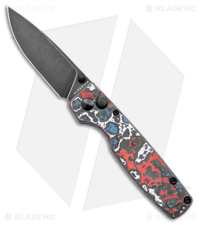 Kizer Vanguard Original Button Lock Knife FatCarbon  (3" Black ELMAX)