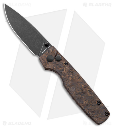 Kizer Vanguard Original Button Lock Knife Fat Carbon  (3" Black 20CV)