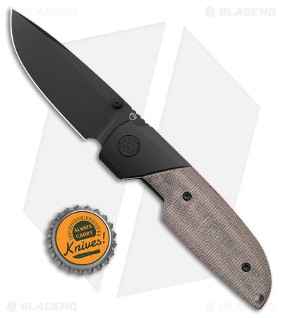 Matsey Basilisk Frame Lock Knife DLC Titanium w/ Green Micarta (3" Black)