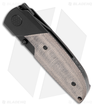Matsey Basilisk Frame Lock Knife DLC Titanium w/ Green Micarta (3" Black)