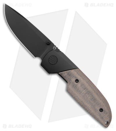 Matsey Basilisk Frame Lock Knife DLC Titanium w/ Green Micarta (3" Black)