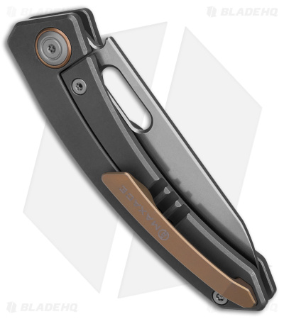 Maxace Black Mirror Frame Lock Knife Stonewash Titanium (3.25" Stonewash) 