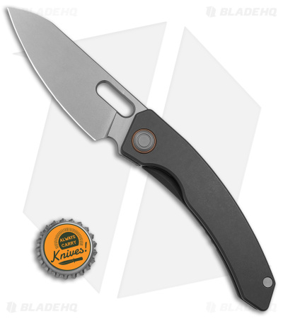 Maxace Black Mirror Frame Lock Knife Stonewash Titanium (3.25" Stonewash) 