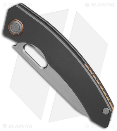 Maxace Black Mirror Frame Lock Knife Stonewash Titanium (3.25" Stonewash) 