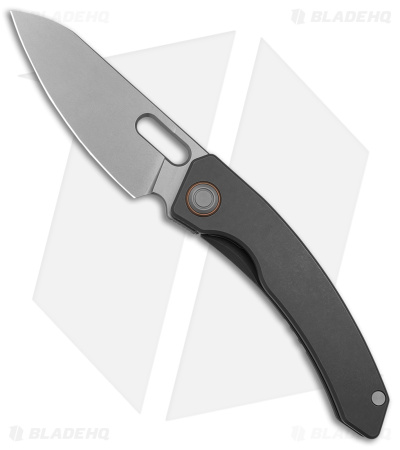 Maxace Black Mirror Frame Lock Knife Stonewash Titanium (3.25" Stonewash) 