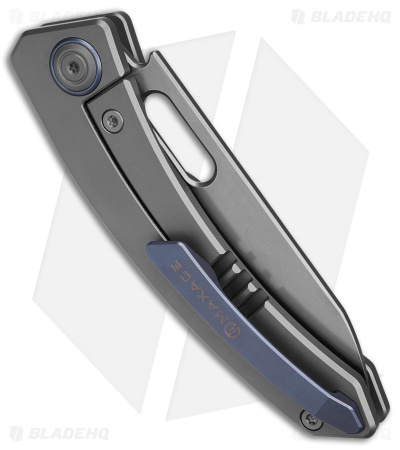 Maxace Black Mirror Frame Lock Knife Titanium/Carbon Fiber (3.25" Stonewash) 