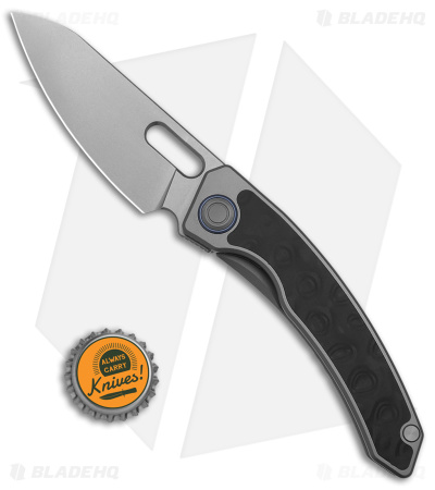 Maxace Black Mirror Frame Lock Knife Titanium/Carbon Fiber (3.25" Stonewash) 