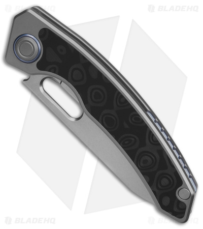 Maxace Black Mirror Frame Lock Knife Titanium/Carbon Fiber (3.25" Stonewash) 