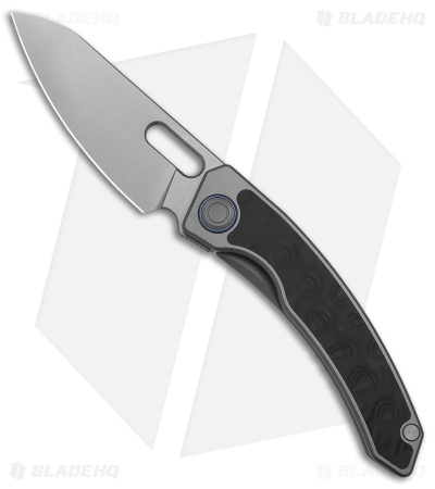 Maxace Black Mirror Frame Lock Knife Titanium/Carbon Fiber (3.25" Stonewash) 