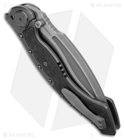 Maxace Vortex M04A Frame Lock Knife Black Swirled CF (5.375" SW)