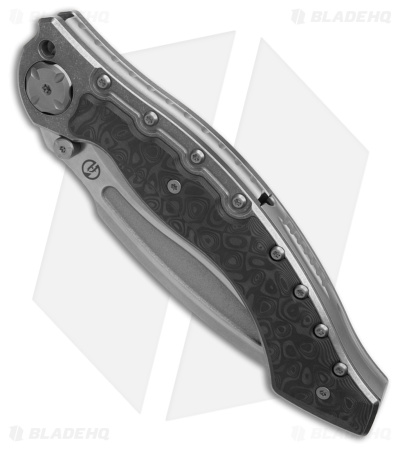 Maxace Vortex M04A Frame Lock Knife Black Swirled CF (5.375" SW)