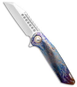 Marfione Custom Warhound Frame Lock Knife Galactic Acid Ti (3.8" Mirror)