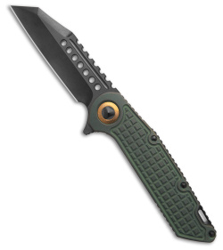 Marfione Custom Warhound Frame Lock Knife Green/Bronze Frag Ti (3.8" Black SW)