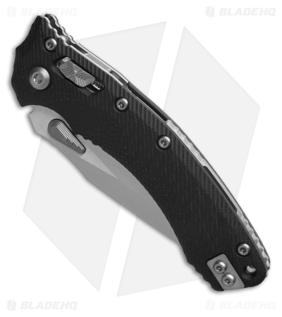 Microtech Amphibian Ram-Lok S/E Manual Knife Fluted Black G-10 (3.9" Stonewash)