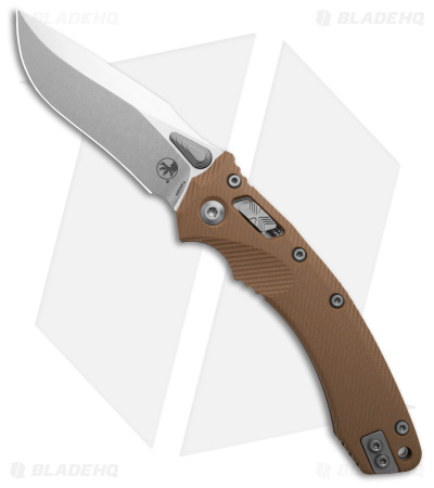 Microtech Amphibian Ram-Lok S/E Manual Knife Fluted Tan G-10 (3.9" Stonewash)