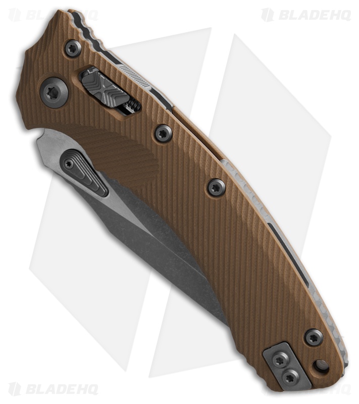 Microtech Amphibian Ram-Lok Fluted Tan G-10 + Apoc Serr