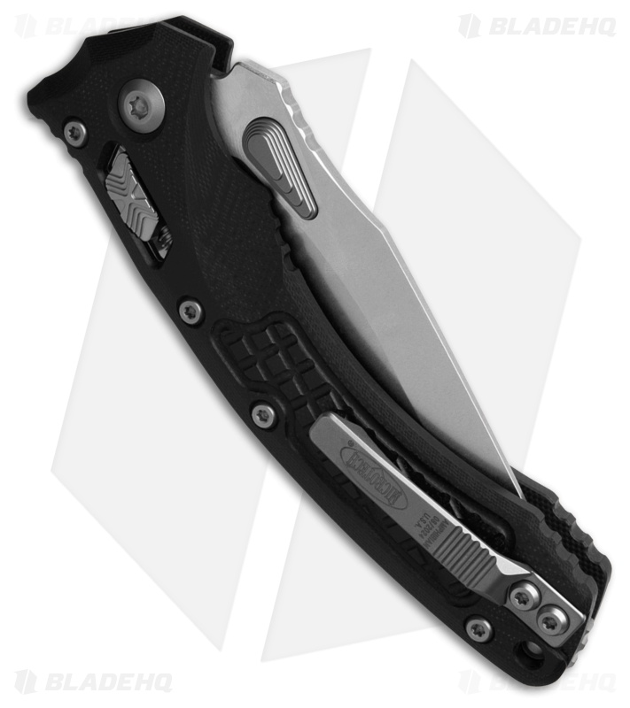 Microtech Amphibian Ram-Lok S/E Manual Knife Frag Black G-10 (3.9" SW Serr)