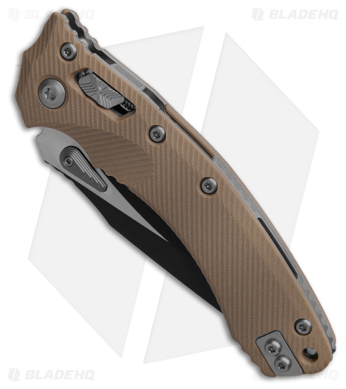 Microtech Amphibian S/E Ram-Lok Knife Fluted Tan G-10 (3.9" Black Serr)