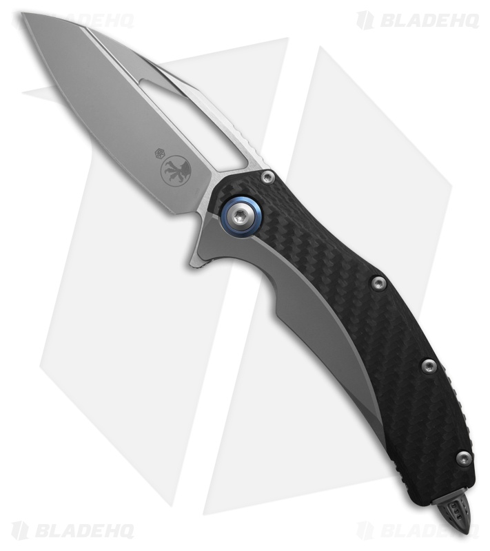 Microtech Matrix Frame Lock Knife Titanium/Black Carbon Fiber w/ Blue (3.8" BB)