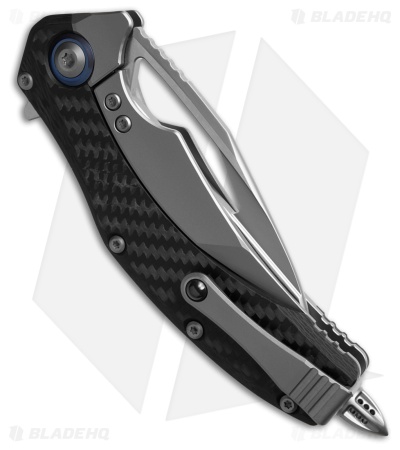 Microtech Matrix Frame Lock Knife Titanium/Black Carbon Fiber w/ Blue (3.8" BB)
