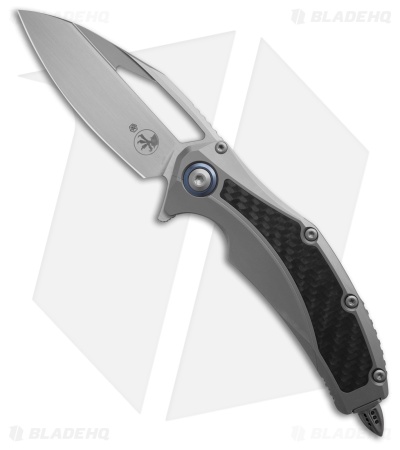 Microtech Matrix S/E Frame Lock Knife Titanium w/ Blue Pivot (3.8" Hand Satin)
