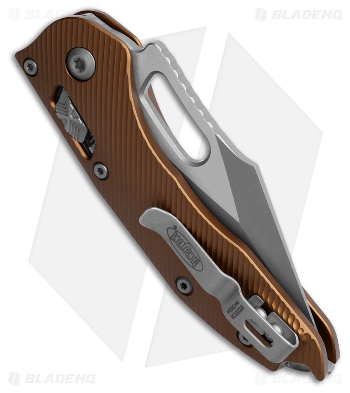 Microtech Stitch Ram-Lok Knife Fluted Tan Aluminum (3.7" Apocalyptic Serr)