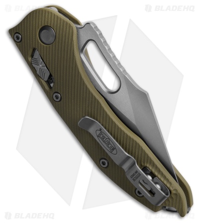 Microtech Stitch Ram-Lok Knife Fluted OD Green G-10 (3.7" Stonewash Serr)