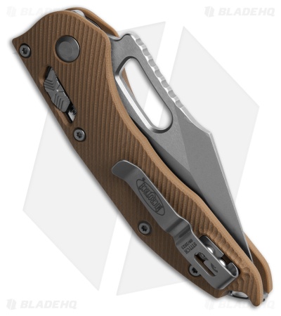 Microtech Stitch Ram-Lok Knife Fluted Tan G-10 (3.7" Stonewash Serr)