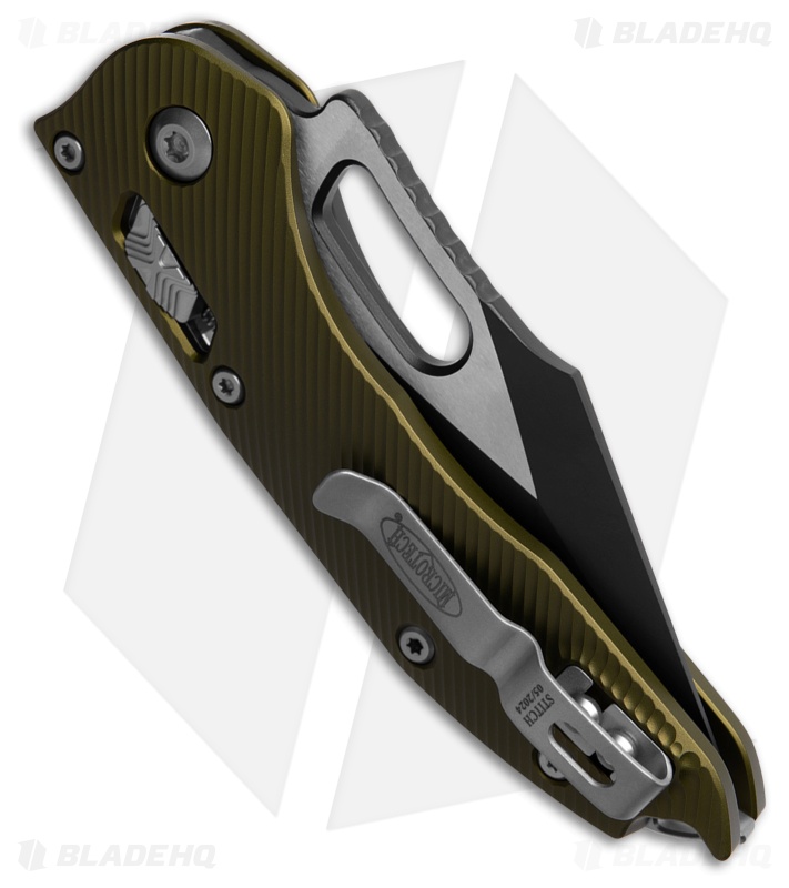 Microtech Stitch Ram-Lok S/E Knife Fluted OD Green Aluminum (3.7" Two-Tone Serr)