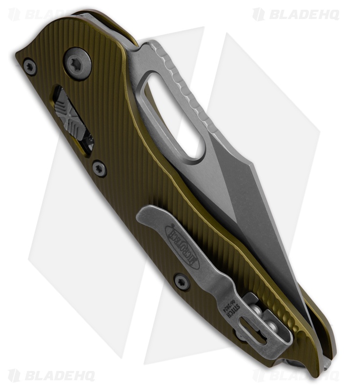 Microtech Stitch S/E Ram-Lok Knife Fluted OD Green Aluminum (3.7" AP Serr)