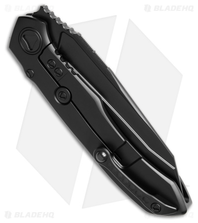 Microtech Anax T/E Frame Lock Knife Black Ti/CF Inlay (3.8" Black DLC Serr)