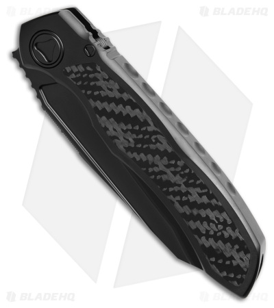 Microtech Anax T/E Frame Lock Knife Black Ti/CF Inlay (3.8" Black DLC Serr)