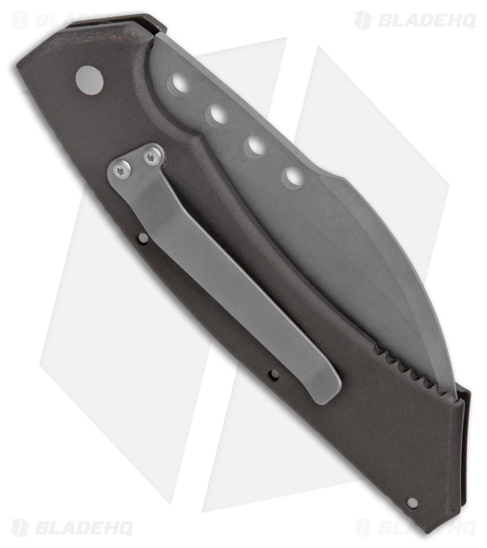 Microtech Hawk Automatic Knife Blk Al Serr ATS-34 - Blade HQ