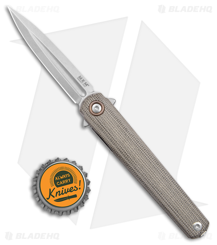 MKM Flame Light Dagger Liner Lock Knife Green Canvas Micarta (2.8" SW)