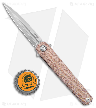 MKM Flame Light Dagger Liner Lock Knife Natural Micarta (2.8" SW)
