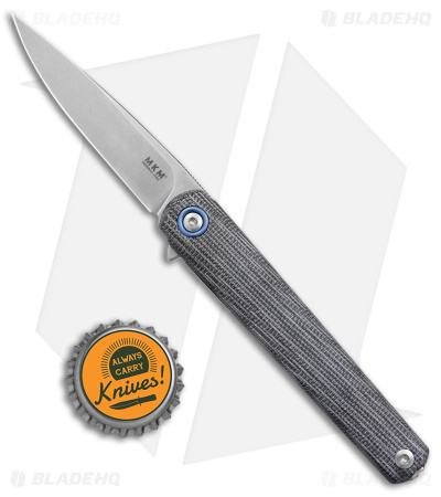 MKM Flame Light Liner Lock Knife Black Canvas Micarta (2.8" SW)